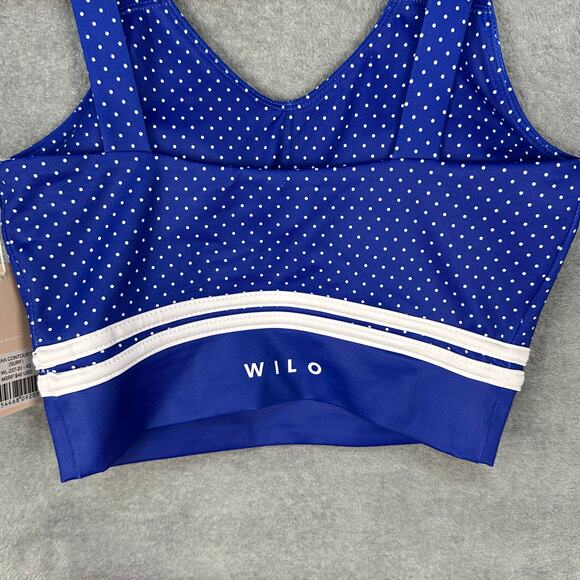 Wilo Sports Bra Women Extra Small Blue White Polka Dot Contour Padded Gym Active - Picture 4 of 11